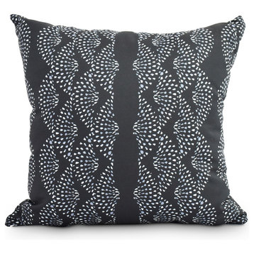 Dotted Decor Stripe Print Decorative Outdoor Throw Pillow, Black, 16"