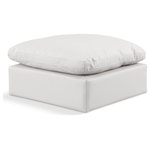 Meridian Furniture - Indulge Upholstered Modular Chair, Cream, Fiber Stuffed Vegan Leather, Ottoman - Experience ultimate comfort and style with our cream vegan leather Indulge Ottoman. The luxurious vegan leather will elevate the aesthetic of any room. This ottoman provides ample space for you to relax while its modular build offers the option of unlimited configurations. Whether you're looking to add a stylish element to your living room or a comfortable seating option to your bedroom, this ottoman is the perfect choice.