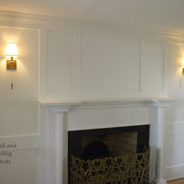 Paneled wall with crown molding.