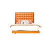 St Tropez Bed, Navy Faux Leather, Hermes Orange Faux Leather