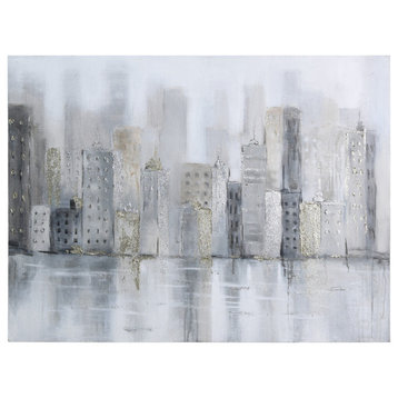 Foggy City Textured Metallic Hand Painted Wall Art by Martin Edwards