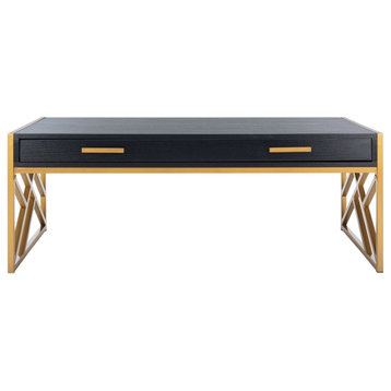 Neil 2 Drawer Coffee Table Black/ Gold