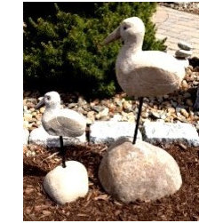 Natural Stone Shore Bird - Garden Statues And Yard Art
