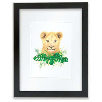 "Safari Littles" Lion Individual Framed Print, With Mat, Black, 11"x14"