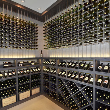 Orange County Modern Glass Acrylic Metal Contemporary Wine Room Wine Cellar