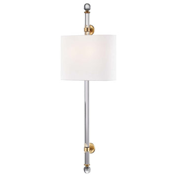 Two light Wall Sconce - 12 Inches Wide by 36 Inches High-Aged Brass Finish