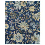 Kaleen - Kaleen Brooklyn Floral Rug, 2'x3' - The Kaleen Brooklyn Hand-Tufted Floral Rug immediately draws in the eye with its intricate pattern of sprawling blossoms and stems set against a deep blue background. Tufted by hand by artisans in India, the Kaleen Brooklyn rug serves as an example of consummate craftsmanship. Add color and depth to the floor of your home with this striking rug.