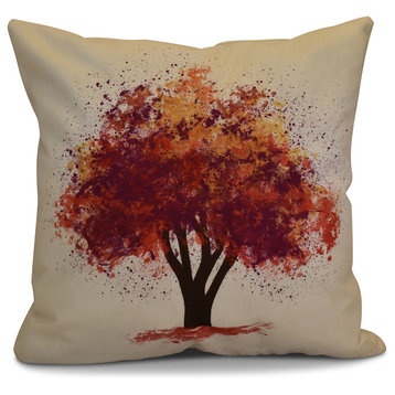 Fall Bounty Floral Print Outdoor Pillow, Purple, 16"x16"