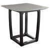 Benzara BM226848 Square Marble Top Counter Height Wooden Table ,Sled Base, Gray