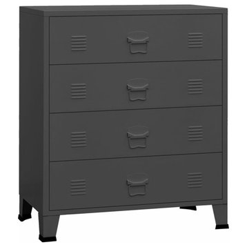 vidaXL Chest of Drawers Dresser for Bedroom Storage Cabinet Metal Anthracite