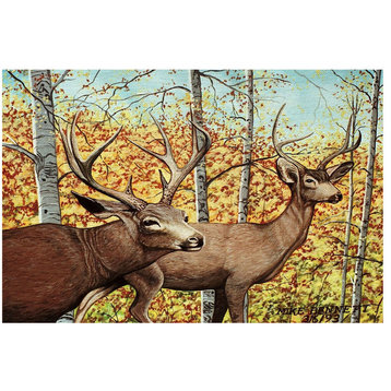 Mike Bennett Mule Deer And Aspens Art Print, 30"x45"