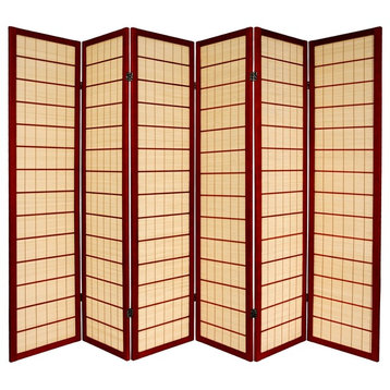 6' Tall Kimura Shoji Screen, 6 Panel, Rosewood