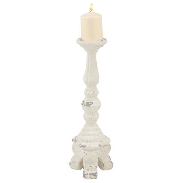 White Fiberglass Vintage Candlestick Holders, 20x7x7