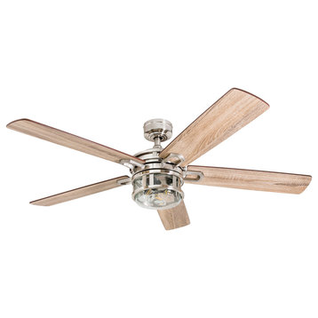 Honeywell Bonterra Ceiling Fan With Light and Remote, 52", Brushed Nickel