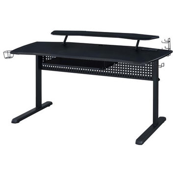 ACME Vildre Metal Frame Gaming Table with USB Port and LED Light in Black