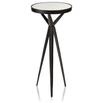 Adhara Aluminum Cocktail Table With Marble Top, 23.5" Tall