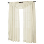 Royal Tradition - Abri Single Rod Pocket Sheer Curtain Panel, Ivory, 50"x96" - Want your privacy but need sunlight? These crushed sheer panels can keep nosy neighbors from looking inside your rooms, while the sunlight shines through gracefully. Add an elusive touch of color to any room with these lovely panels and scarves. Sheers enhance the beauty of windows without covering them up, and dress up the windows without weighting them down. And this crushed sheer curtain in its many different colors brings full-length focus to your windows with an easy-on-the-eye color.