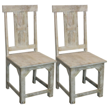 Benedict Solid Wood Dining Chair Set, White Wash