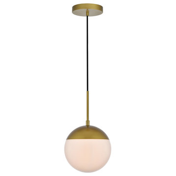 Eclipse 1-Light Pendant, Brass And Frosted White