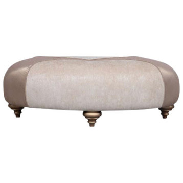 Camelia Oval Cocktail Ottoman, Bright Gold