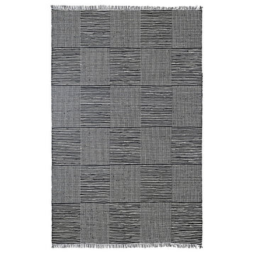 Earth First Black Jeans Squares Rug, 4'x6'