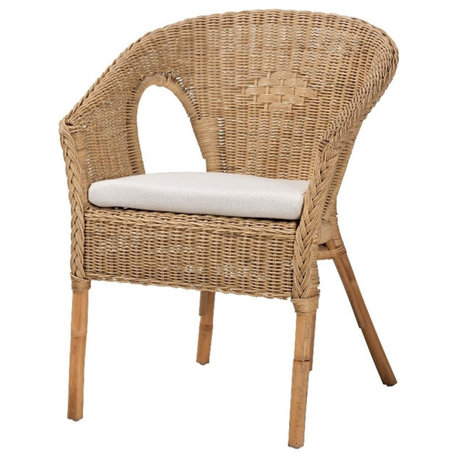 Baxton Studio Abbey Modern Bohemian Natural Brown Antique Rattan Dining Chair