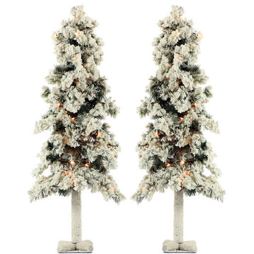 Snowy Alpine 4' Artificial Christmas Trees, Set of 2