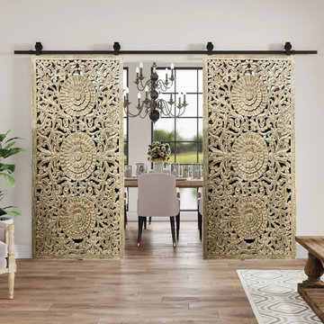 Vintage Coastal Carved Wood Doors
