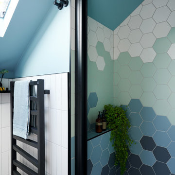 Contemporary geometric shower room