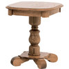 Country Style Solid Oak Pedestal End Table, Autumn Oak