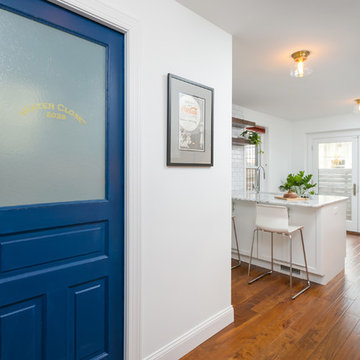 Center City, Philadelphia: Trendy White Kitchen Remodel with Rustic Accents