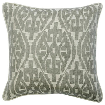24"x24" Tribal Aztec Grey Jacquard Pillow Cover�For Sofa - Tribal Aztec