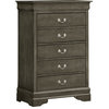 Glory Furniture Louis Phillipe 5 Drawer Chest in Gray