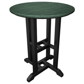 Polywood Contempo 24" Round Dining Table, Black/Green