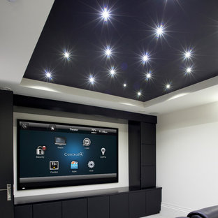 Example of a trendy home theater design in Wichita