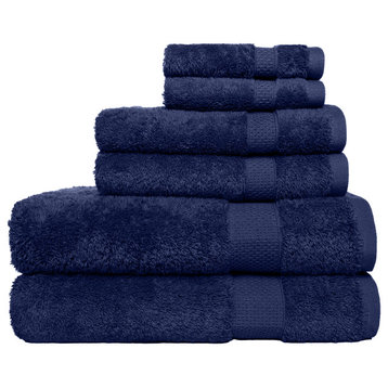 Hyped Besondere 6 Piece Bath Towel Set, Navy Peony