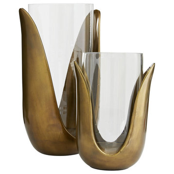 Sonia Vases, 2-Piece Set, Antique Brass