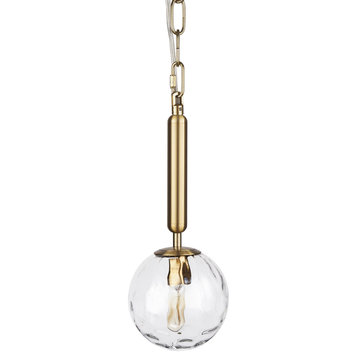 Britton Gold Metal With Clear Glass Globe 1-Light Pendant Light