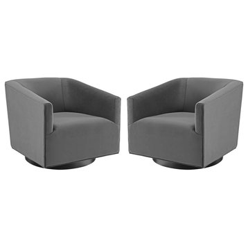 Twist Swivel Chair Performance Velvet Set of 2, Gray