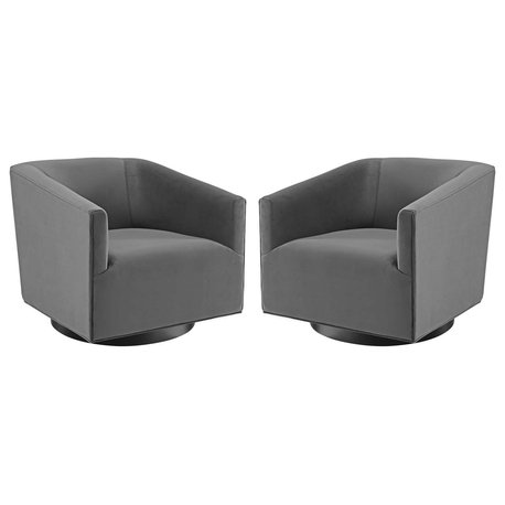 Twist Swivel Chair Performance Velvet Set of 2, Gray