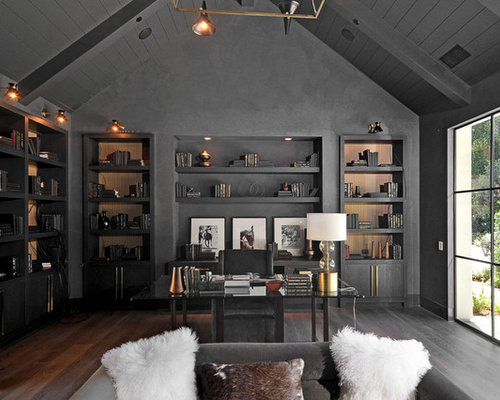 Dark Gray Home Office Design Ideas, Remodels & Photos