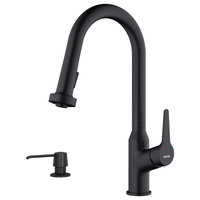 Karran 1-Handle Pull-Down Kitchen Faucet With Soap Dispenser, Matte Black