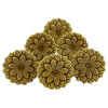 Novica Handmade Brown Blossoms Ceramic Knobs, Set of 6