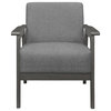 Retro Accent Chair, Exposed Rubberwood Frame and Textured Fabric Seat, Gray
