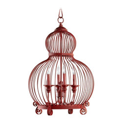 Quorum International 4 Light China Birdcage Pendant in Red - Products