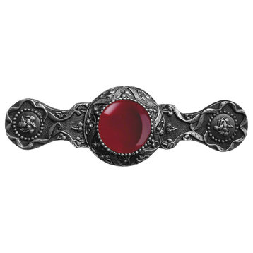 Victorian Jewel Pull Antique Pewter/Red Carnelian