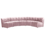 Meridian Furniture - Limitless Velvet Upholstered 5-Piece Modular Sectional, Pink - Invest in your home's comfort with this Limitless 5 Piece Sectional. This modular unit offers tons of flexibility in the number of ways that you can put each piece in the Limitless collection together to get the ideal customized look. Upholstered in pink velvet, this beautiful piece is soft and cool to the touch, so you can feel comfortable from every angle. Button and channel tufting add to this unit's upscale look and contemporary charm.
