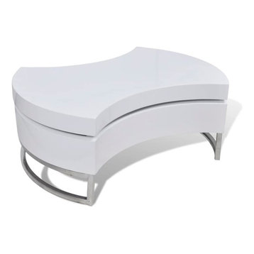 vidaXL Coffee Table Shape-Adjustable High Gloss White Side End Storage Table