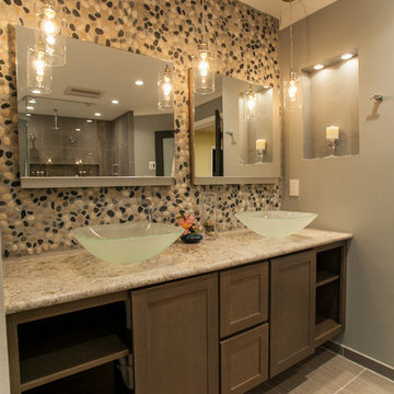 An Award Winning Oasis Master Bathroom Styled in Stone in Chantilly VA