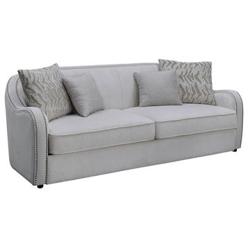 ACME Mahler Sofa with 4 Pillows in Beige Linen Fabric